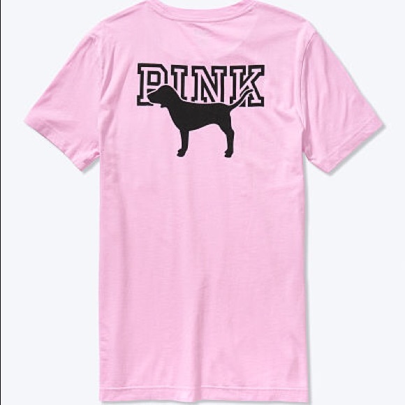 💗VS PINK PINK & BLACK PUP LOGO CAMPUS TEE SS - Picture 3 of 6